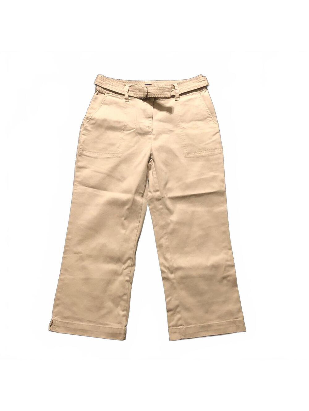 Basic Editions Tan Khaki Cotton Blend Belted Pants Size 4